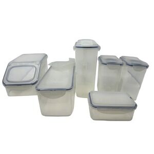 LocknLock Easy Essentials Pantry Food Storage Container Set 6pc Clear Blue Lid